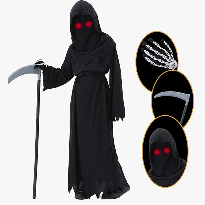 Halloween-valokuvaus Tyylikäs musta lasten viikatemiestakki