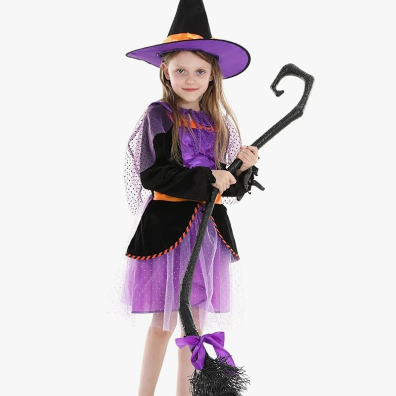 Halloween Photoshoot Purple Sparkly Kids Witch mekko